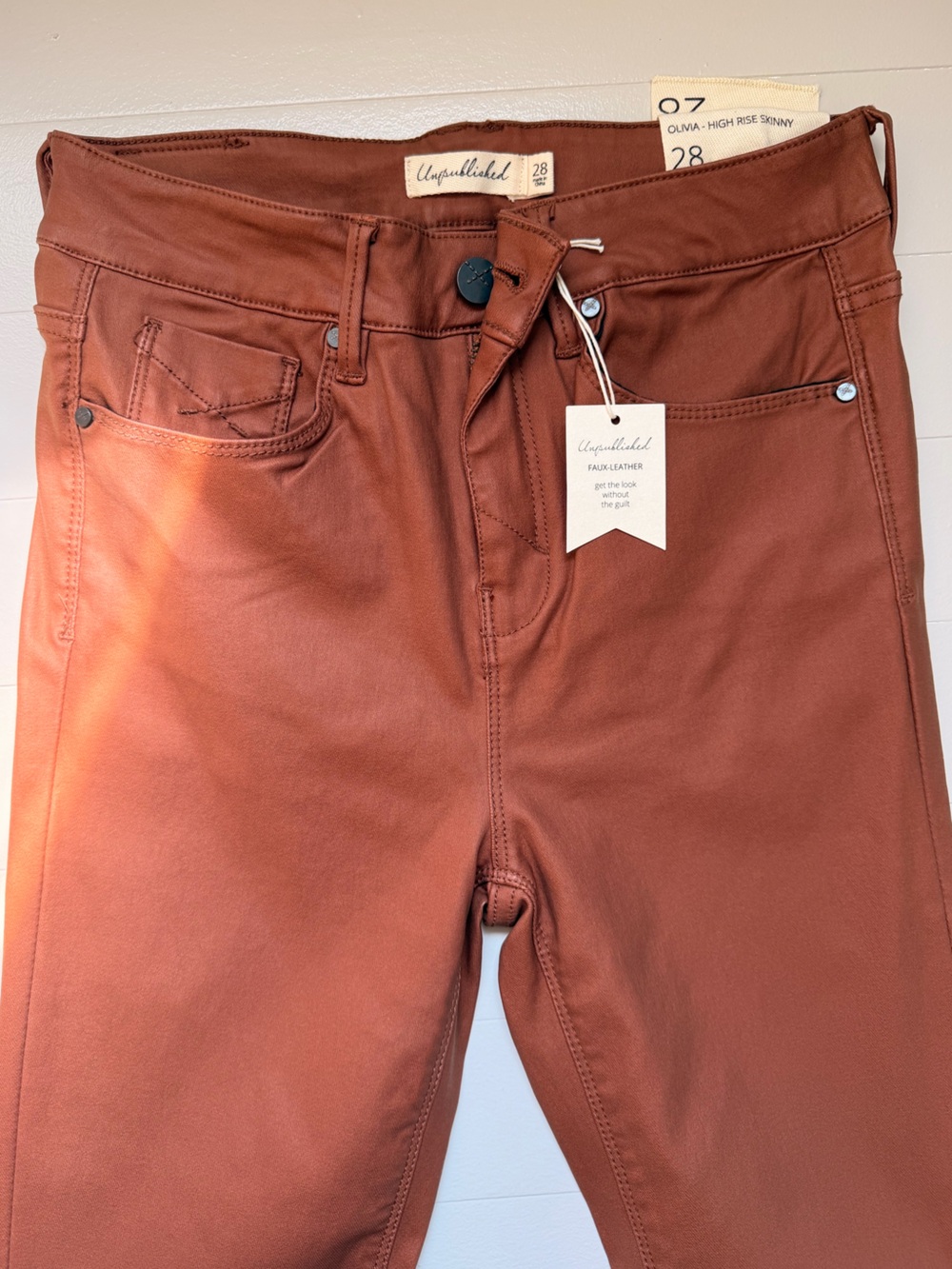 Free People Women's Skinny Jeans in Rust Brown